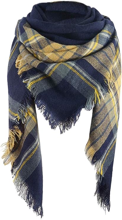 American Trends Winter Scarf for Women, Oversized Plaid Square Shawl Wrap | 55"x55" Oversized Versatile Shawl Blanket, Ultra Soft & Skin-Friendly, Durable Lightweight Warmth, Chic Fringe, Ideal Gift
