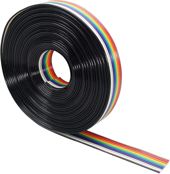 Piutouyar Rainbow Color IDC Ribbon Cable, 10 Wire (16ft/5meters) | Idc Wire Connectors, For 2.54mm Pitch Connectors
