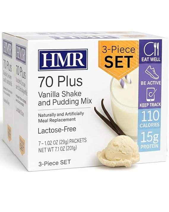 HMR 70 Plus Vanilla Shake & Pudding Mix, 15g Protein, 3 Pack