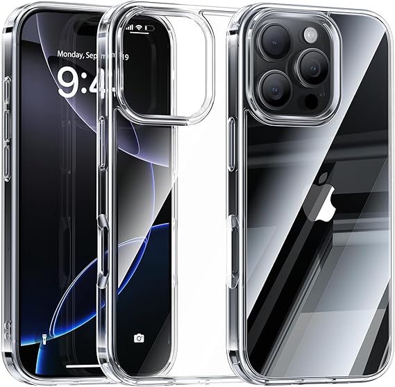 Maledan Crystal Clear for iPhone 16 Pro Case - Ultra Clear 16 Pro Phone Case, Rugged Military Grade Protection Shockproof Bumper Cover Anti-Yellow Case for Apple iPhone 16 Pro Accessories, Transparent