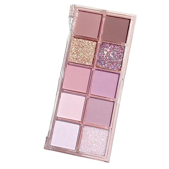 Shimmer Sparkle Eyeshadow,10 Colors Light Glitter Eye Shadow,Nude Eyeshadow,Long Lasting Waterproof Natural Highly Pigmented Eyeshadow Palette,Pink White Golden Purple Eye Glitter (#01)
