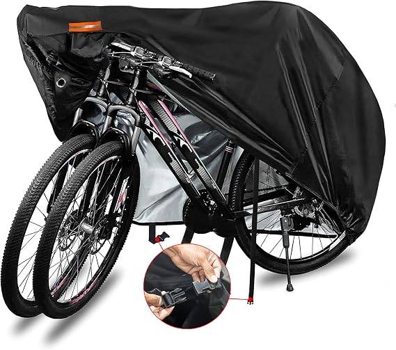 Bike Cover for 1,2 or 3 Bikes Waterproof Bicycle Cover Outdoor Bike Storage Covers XL XXL 420D Heavy Duty Rain Sun UV Wind Proof for Mountain Road Electric Bike etc
