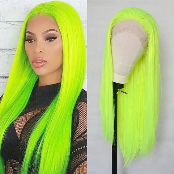 Luwigs Fluorescent Green Synthetic Lace Front Wig, 22 Inch, Straight