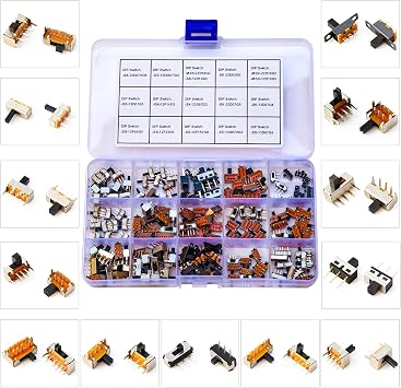 Slide Switch Assorted Kit, Mini Micro PCB Panel Slide Switch 2Pin 3Pin 4Pin ONOff ONOffON Switch Breadboard Electronic Dip SlideSwitchJTS-Slide-Switch