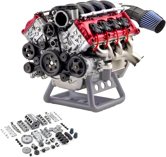 V8 Engine Model Kit for Adults,Mini Engine Build Kit that Runs