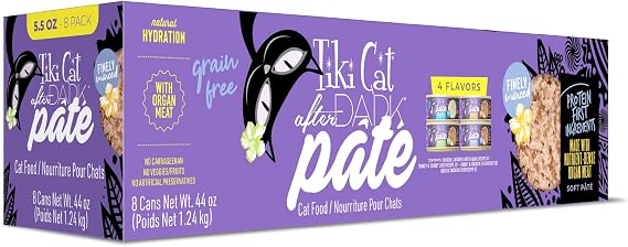 Tiki Cat After Dark Pate Wet Cat Food, Variety Pack, 5.5 oz Cans (8 Count)