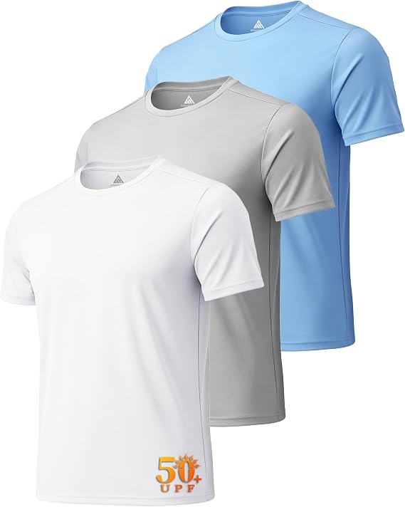 ZITY 3 Pack T Shirts for Men UPF 50+ Workout Swim Shirt Fast Dry Moisture Wicking Athletic T-Shirts for Running Gym