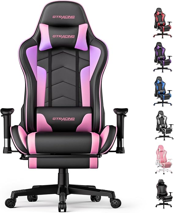 GTRACING Gaming Chair with Footrest Speakers Video Game Chair Bluetooth Music Heavy Duty Ergonomic Computer Office Desk Chair Colourful