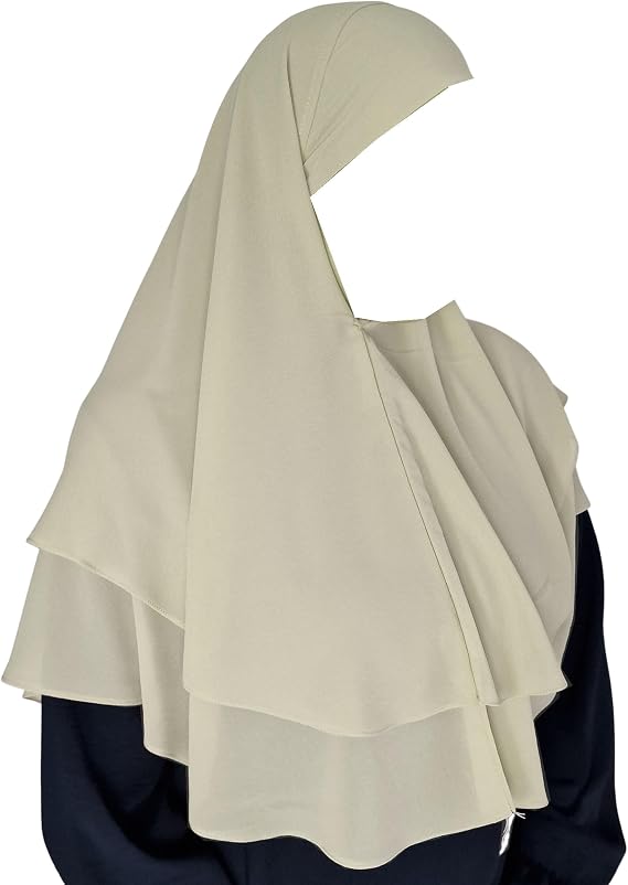 Yaqeen Hijab short Chiffon Khimar 2 layer Diamond cut Triangle Hijab Muslimah scarf one Piece Headscarf Chadors Arabia Islamic Prayer Dress Muslim Shawls