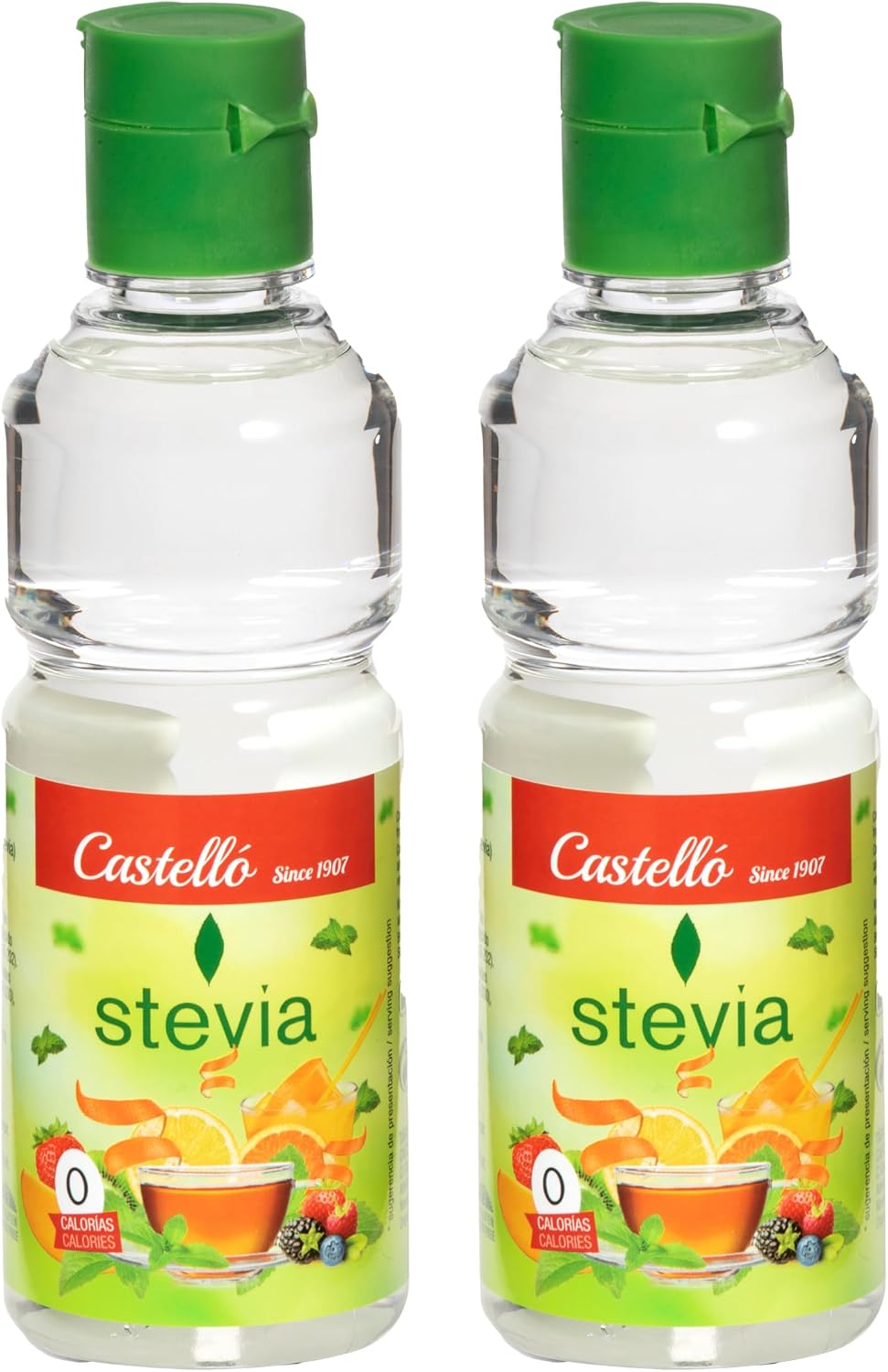 Castello since 1907 Pack 2x Liquid Stevia 125ml | 750 Servings | 10 Drops = 1 Tsp Sugar | Sugar Substitute | 0 Calories - 0 Glycemic Index - 0 Net Carbs - Keto Vegan