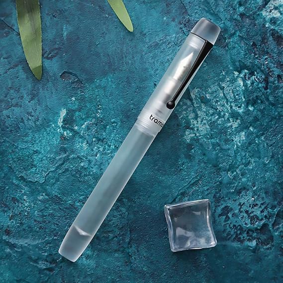 erofa Transparent Matte Acrylic Eyedropper Fountain Pen, Large-Capacity Ink Storing with Converter Extra Fine Nib