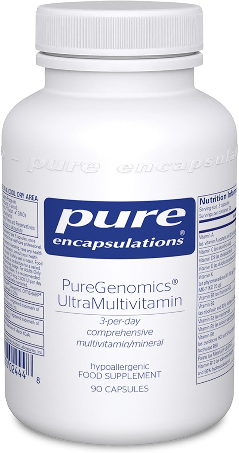 Pure Encapsulations - PureGenomics UltraMultivitamin - Supplement with Vitamin B6, B12, C, D3, Folate, Choline, Alpha Lipoic Acid, CoQ10, NAC, Lutein & Zeaxanthin - 90 Capsules
