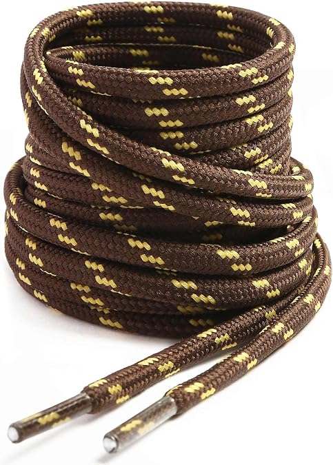VSUDO 4mm Round Boot Laces, Two Tone Mixed Color Heavy Duty Work Boot Laces | Men Women Replacement Shoe Laces, Polyester, Stay Tied, For Work Walking Hiking Outdoor Tactical Military Motorcycle Boots