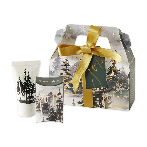 European Soaps Joia Winter/Spring Quad Milled Bar Soap, 1.4 oz and Shea Butter Hand Cream, 1 fl oz, Gift Set, Frasier Forest