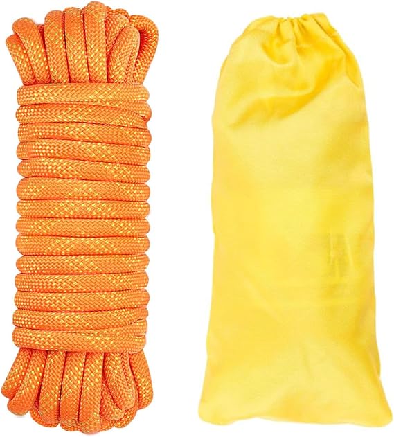 20m Static Climbing Rope 8mm High Strength Rappelling Orange