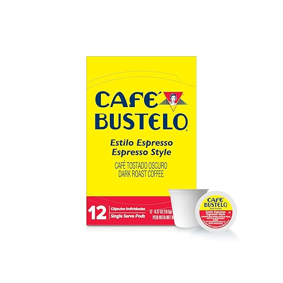 Cafe Bustelo Espresso Style Dark Roast, Single Serve Coffee Pods, 12 Count (Pack of 1)