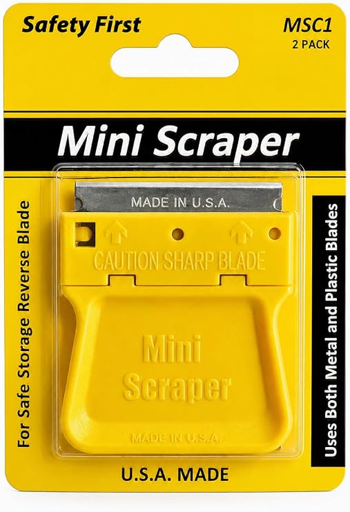 2 Original Mini scraper with Metal Blade Carded U.S. Made Razor Scraper