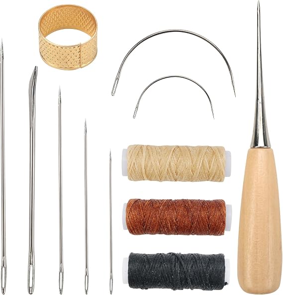 12 PCS Leather Sewing Kit,Repair Sewing Kit,Leather Sewing Needles Tools