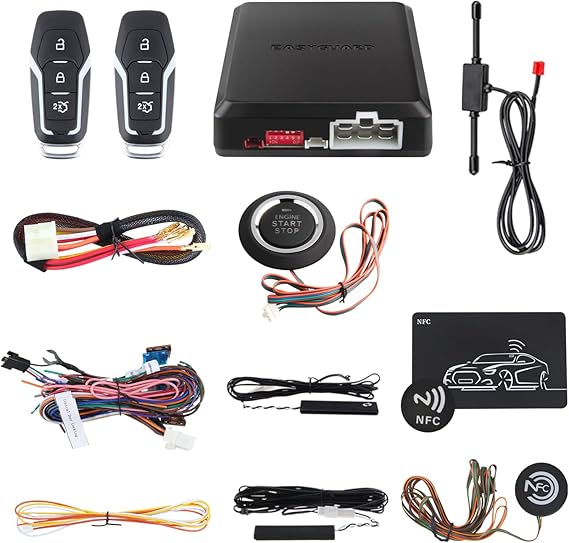 EASYGUARD EC002-FO2 Smart Key PKE car Alarm System, Passive Entry, Push Start Button, auto Play, keyless Start dc12v