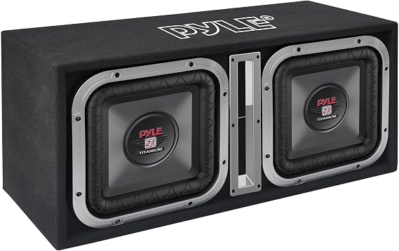 Pyle 10 Inch Dual Subwoofer Box - Vented Enclosure, 2 x 800W Max Power, 4 Layer Dual Voice Coil, Rear Vented Design with Santoprene Surround
