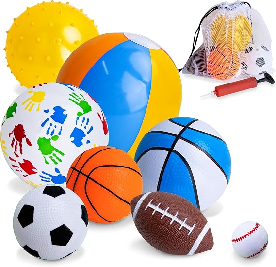 Balls for Toddlers 1-3,Set of 7 Kids Ball Soft Foam Baby Sports Balls