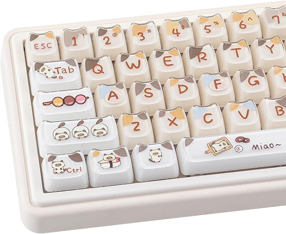 Crystal Jelly Keycaps,121 Keys Clear Translucent Cute Sushi Cat Keycaps