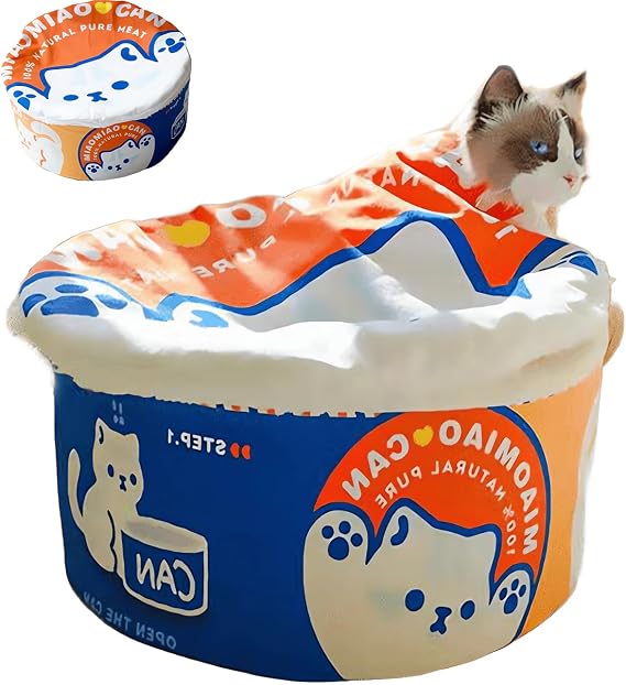 Cat Beds for Indoor with Anti-Slip Bottom, Cat Cave Bed, Hideaway Warm Comfortable, Kitty Caves & Houses for Multi Small Pet Large Kitty, Puppies, Rabbits (Orange, S)