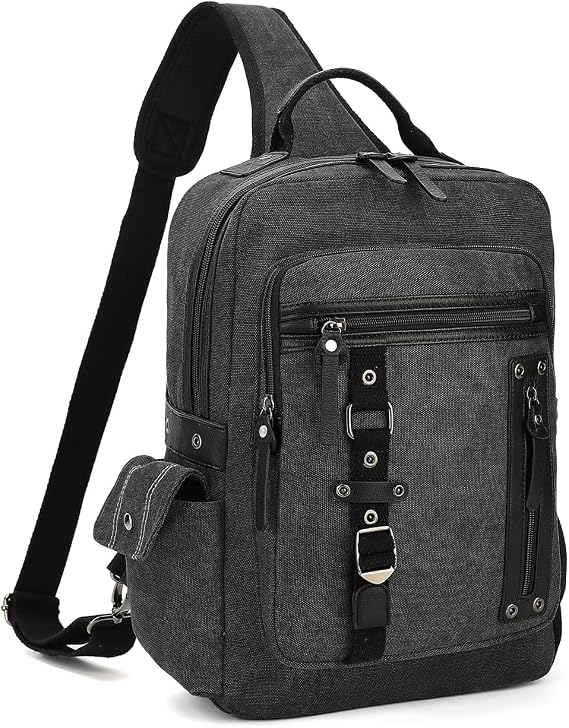 Vintage Messenger Bag, Canvas Backpack for Travel, Men's Shoulder Bag, Dual-use Bag for Hand Carry and Crossbody Carry