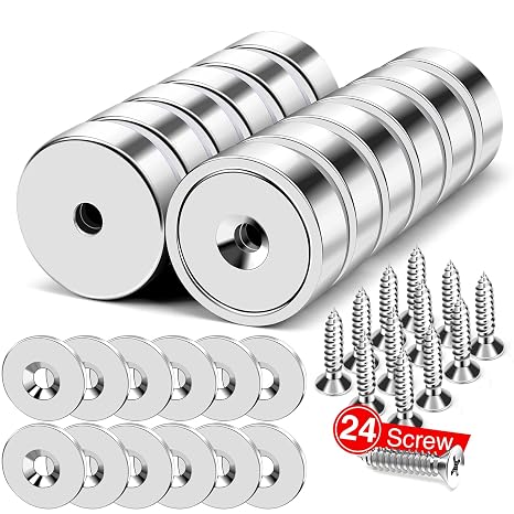 MIKEDE 12Pack Rare Earth Magnets with Hole 40lbs Force Strong Magnet