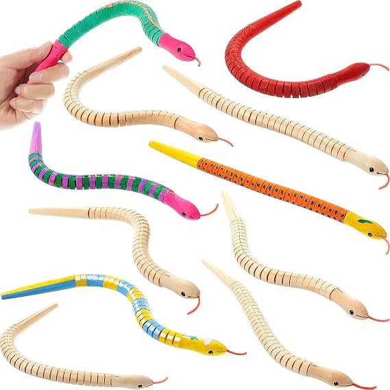 Gejoy 30 Pieces 12 Inch Wooden Snakes Unfinished Wiggly Jointed Flexible Wood Snakes to Paint Blank Canvas Animal Model for Arts and Crafts Halloween Birthday Party Supplies