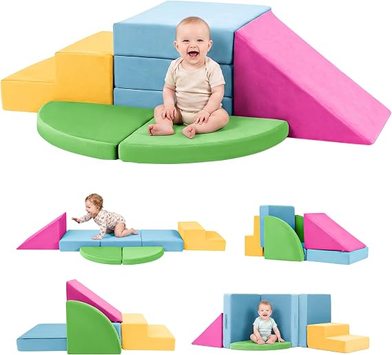 Foam Climbing Blocks for Toddlers 1-3, Safety First Baby Climbing Blocks Indoor,Soft Play Set for Infant, Ideal Climbing Toys for 1 Year Old for Baby Gym/Toddler Playground(Colorful)