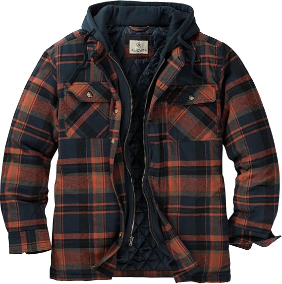Legendary Whitetails Mens Flannel Shirt Jacket Hooded Shacket