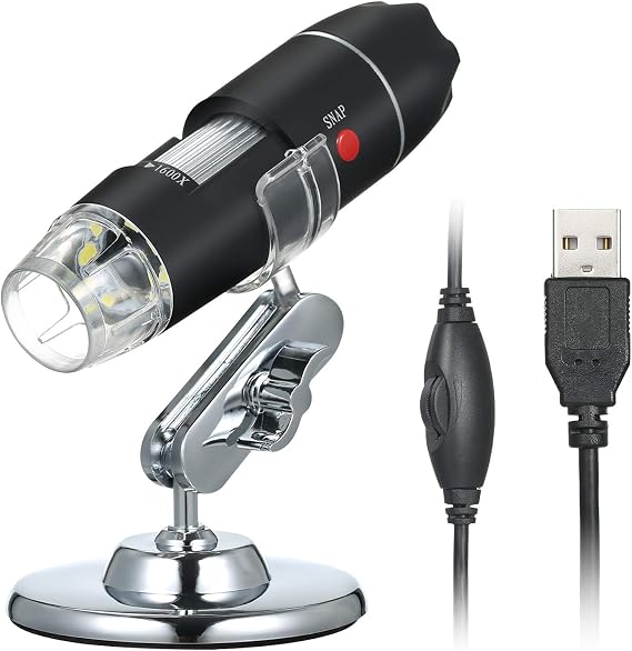 Andoer USB Digital Microscope 1600X Magnification Camera 8 LEDs with Stand Portable Handheld Inspection Magnifier