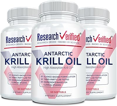 Research Verified Antarctic Krill Oil 2000mg - Support Heart Function, Boost Cognition - MSC Certified, Sustainably Sourced - 180 Softgels - 3 Month Supply - Made in The USA