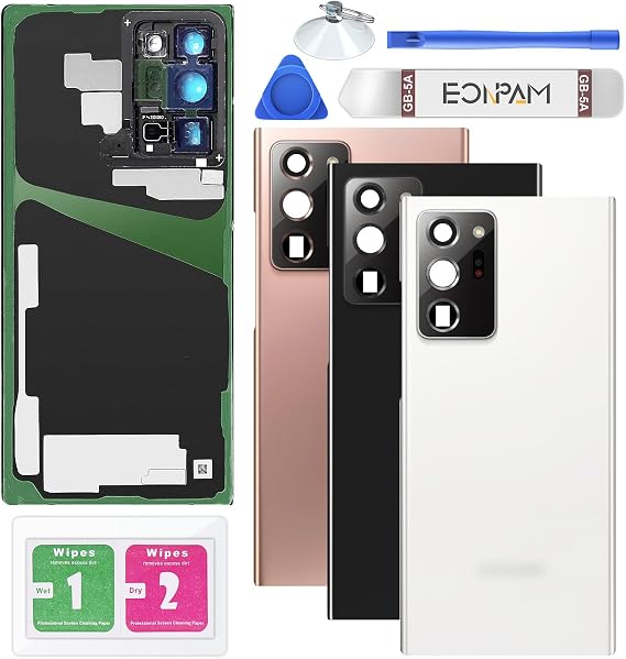 Back Cover Glass for Samsung Galaxy Note 20 Ultra N985/N986 White | Original quality back glass replacement rear glass battery cover back cover replacement with camera lens repair kit.