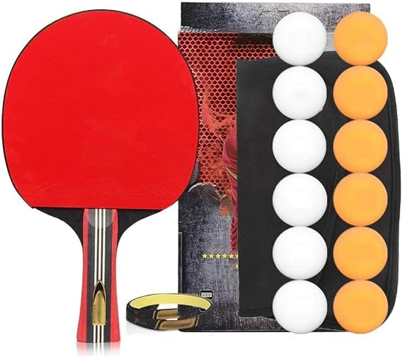 Table Tennis Racket Six-Star Professional-Level Single Ping Pong Paddle Contains 12 Set