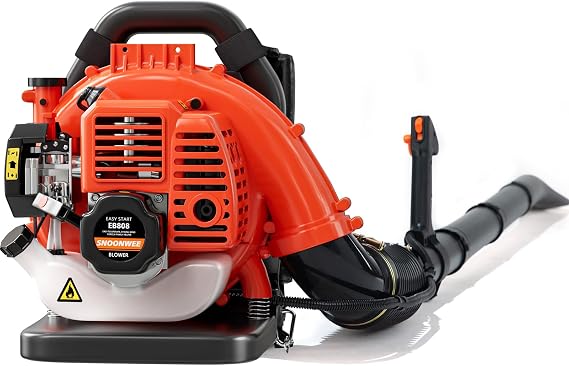 Gas Powered Backpack Leaf Blower - 52cc 2-Stroke Engine, 200 MPH 550 CFM Heavy Duty Lawn Care Tool for Debris & Snow - 17.2lb Ultralight Design - 40oz Fuel Tank (Orange)