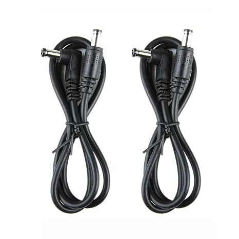 MIHEY 2 Pack Guitar Effect Pedal DC Cable 5.5mm x 2.1mm Power Lead Cord, 60CM Male to Male