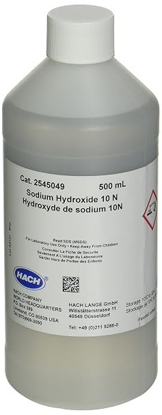 Hach Sodium Hydroxide Standard Solution, 10 N, 500 mL, 2545049