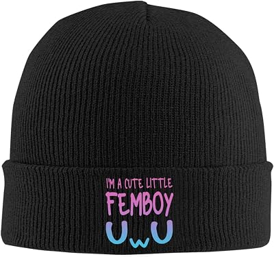 Im A Cute Little Femboys Beanie Men Slouchy Knit Skull Cap Black Warm Winter Ski Stocking Hats
