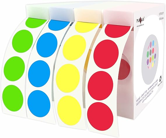4000PCS 3/4" Round Color Coding Dot Stickers,4 Bright Color Circle Labels