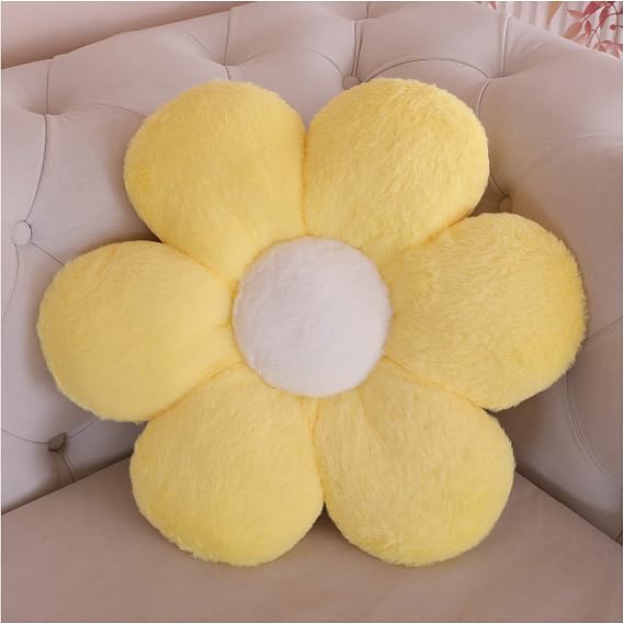 Flower Throw Pillows Plush Cushion Standard Pillows Patio Furniture Cushions Home Chair Pads (40 CM, Yellow)