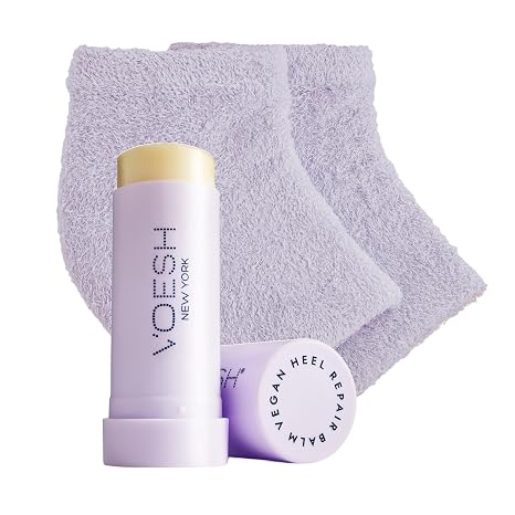 VOESH Heel Repair Duo, Solemate Heel Repair Balm & Moisturizing Heel Socks, Cracked Heel Stick Balm, Foot Care for Men & Women, at-Home Foot Care, K-Beauty Korean Skincare - Lavender