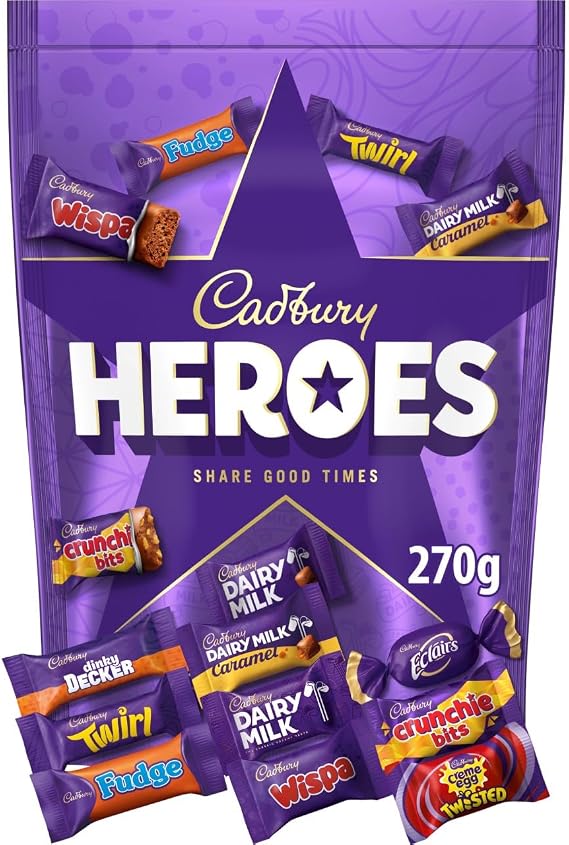 Cadbury Heroes Chocolate Pouch, Assorted Miniature Chocolates for Sharing, The Perfect Christmas Treat, 270 g (Pack of 1)