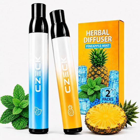 Herbal Diffuser Pen 2 Pack, Mint & Pineapple Non-Electric Aroma Stick