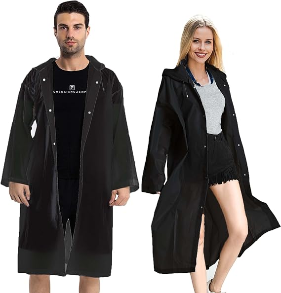 COOY Rain Ponchos for Adults, (2 Pack) EVA Rain Jacket Women Men Rain Coat
