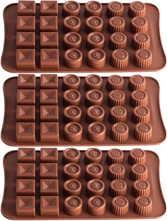 Chocolate Mold Set of 3,Baking Silicone Mold Tool Different Shapes Praline Shapes Non-Stick Jelly Making DIY for Chocolates Candy Cake Decoration
