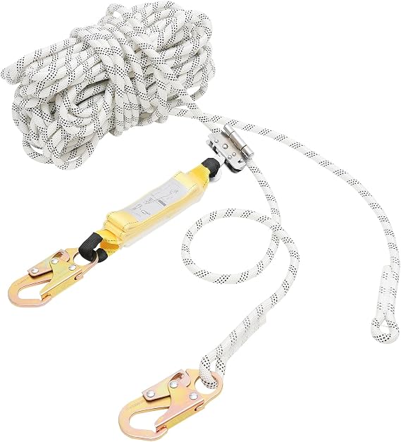 Vertical Lifeline Assembly, 100ft Rope Harness Safety Lanyard, Polyester Roofing Rope, CE Compliant Fall Arrest Protection Equipment,Fall Protection Tree Climbing Line Kit