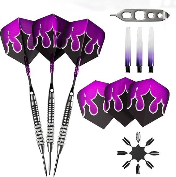 Viper Shot King Steel Tip Darts, 80% Tungsten Darts Metal Tip Dart Set for Bristle Dart Board, Carbon Fiber Shafts, Includes Nomad Case and Accessories