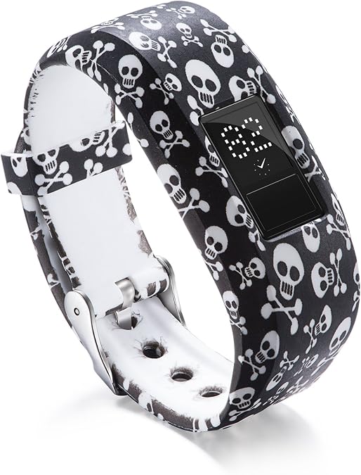 GTHY Compatible With Garmin Vivofit JR/JR 2/Vivofit 3 Bands Repacement,For Kids Boys Girls,Soft Silicone Pattern Adjustable Straps,Wristbands,Watch Band,With Secure Metal Clasp,Lagre&Small